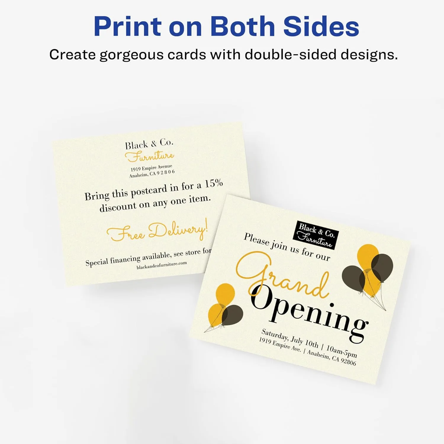 Avery Printable Postcards, 4.25" x 5.5", Ivory, 100 Blank Postcards for Laser and Inkjet Printers (5919)