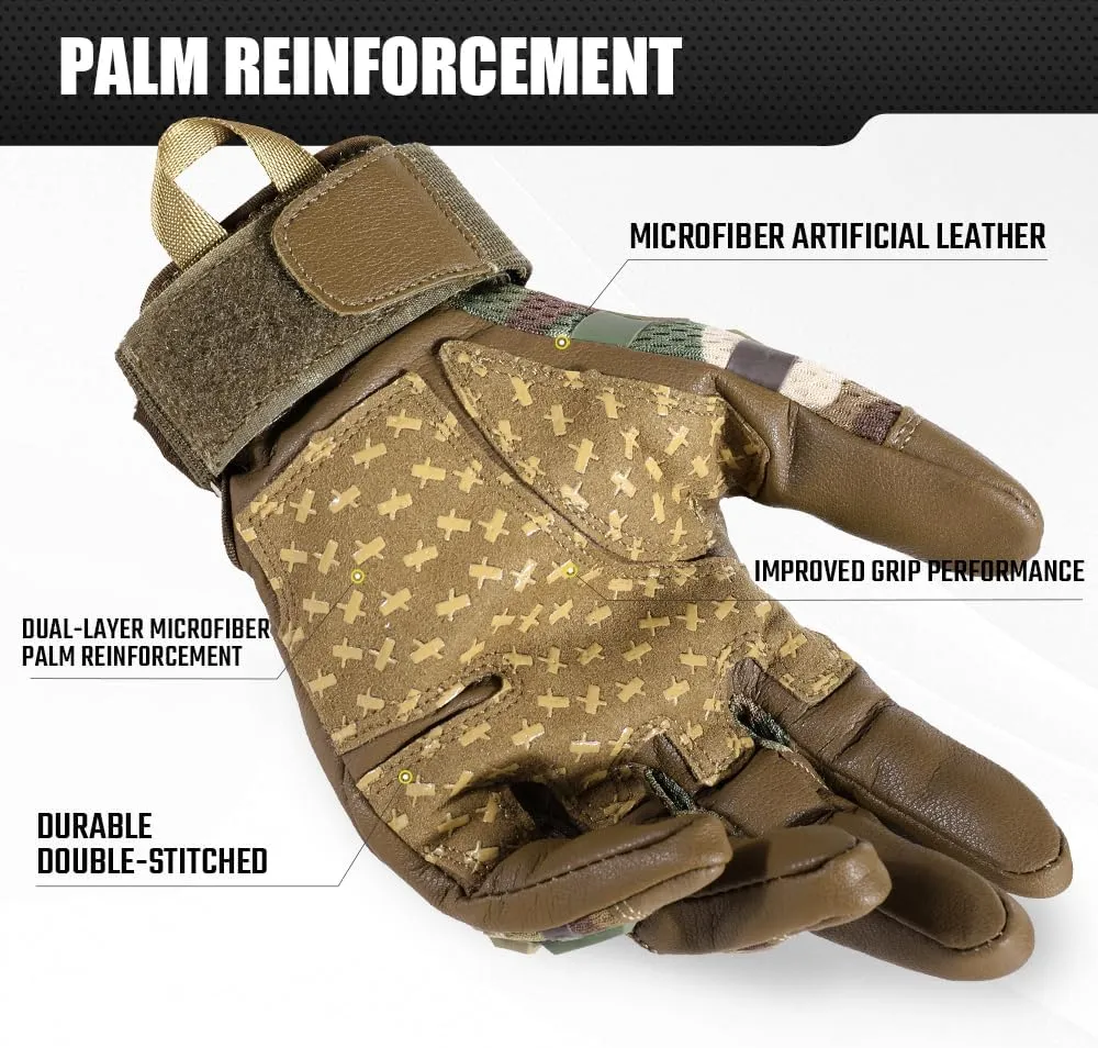 AXBXCX Motorcycle Tactical Gloves for Men - Protection, Flexible, Durable, Touchscreen Capable & Perfect for Outdoor Activities!
