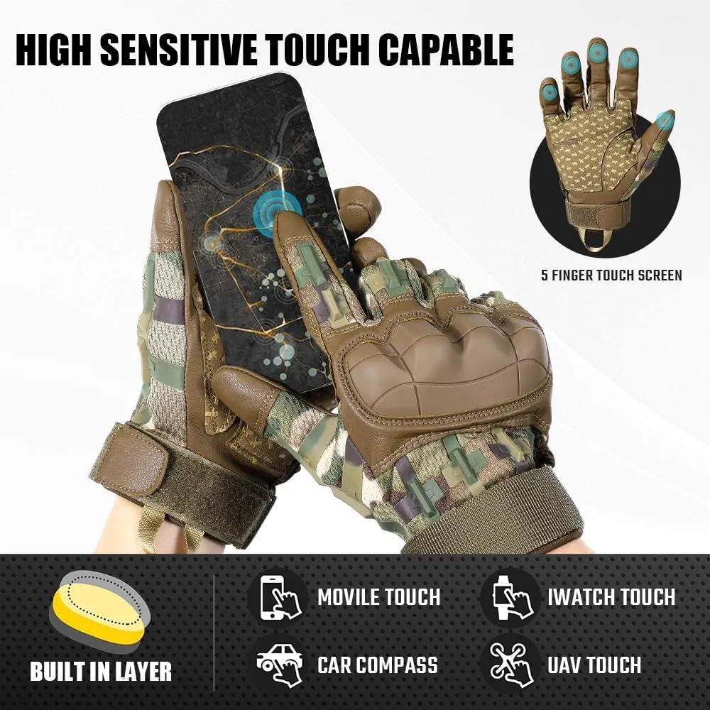 AXBXCX Motorcycle Tactical Gloves for Men - Protection, Flexible, Durable, Touchscreen Capable & Perfect for Outdoor Activities!