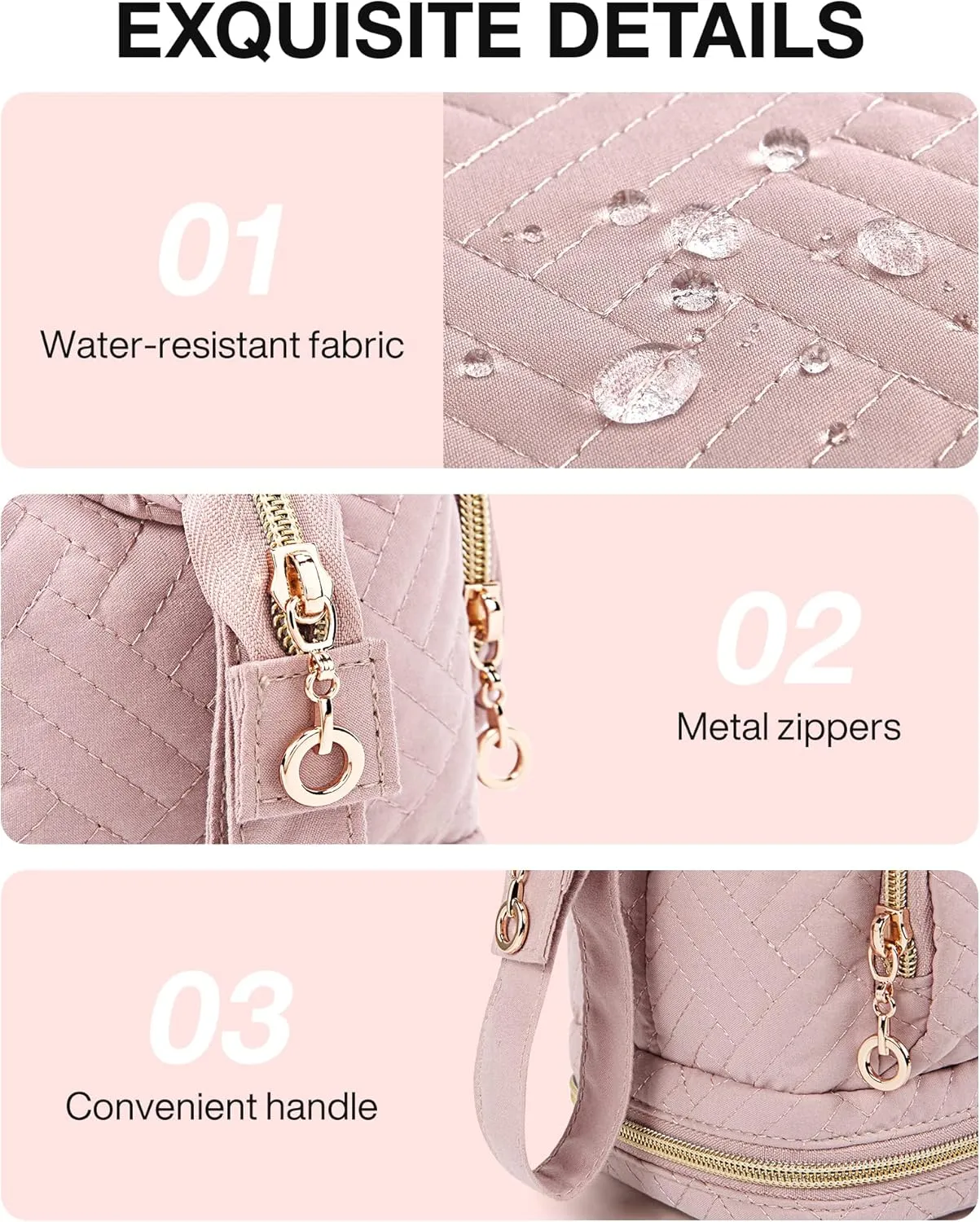 BAGSMART Travel Makeup Bag, Cosmetic Bag Make Up Organizer Case,Large Wide-open Pouch for Women Purse for Toiletries Accessories Brushes