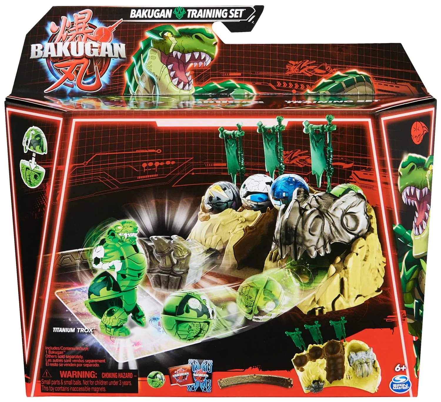 BAKUGAN Training Set with Titanium Trox, Inspired by Dinosaur Clan, Customizable Action Figure, Trading Cards and Playset, Toys for Boys and Girls Ages 6 