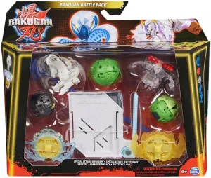 Bakugan White Base Battle Pack, Special Attack Bruiser, Special Attack Octogan, Ventri, Hammerhead, Butterclaw; Customizable, Spinning Action Figures, Kids Toy for Boys and Girls 6 and up, 6066988