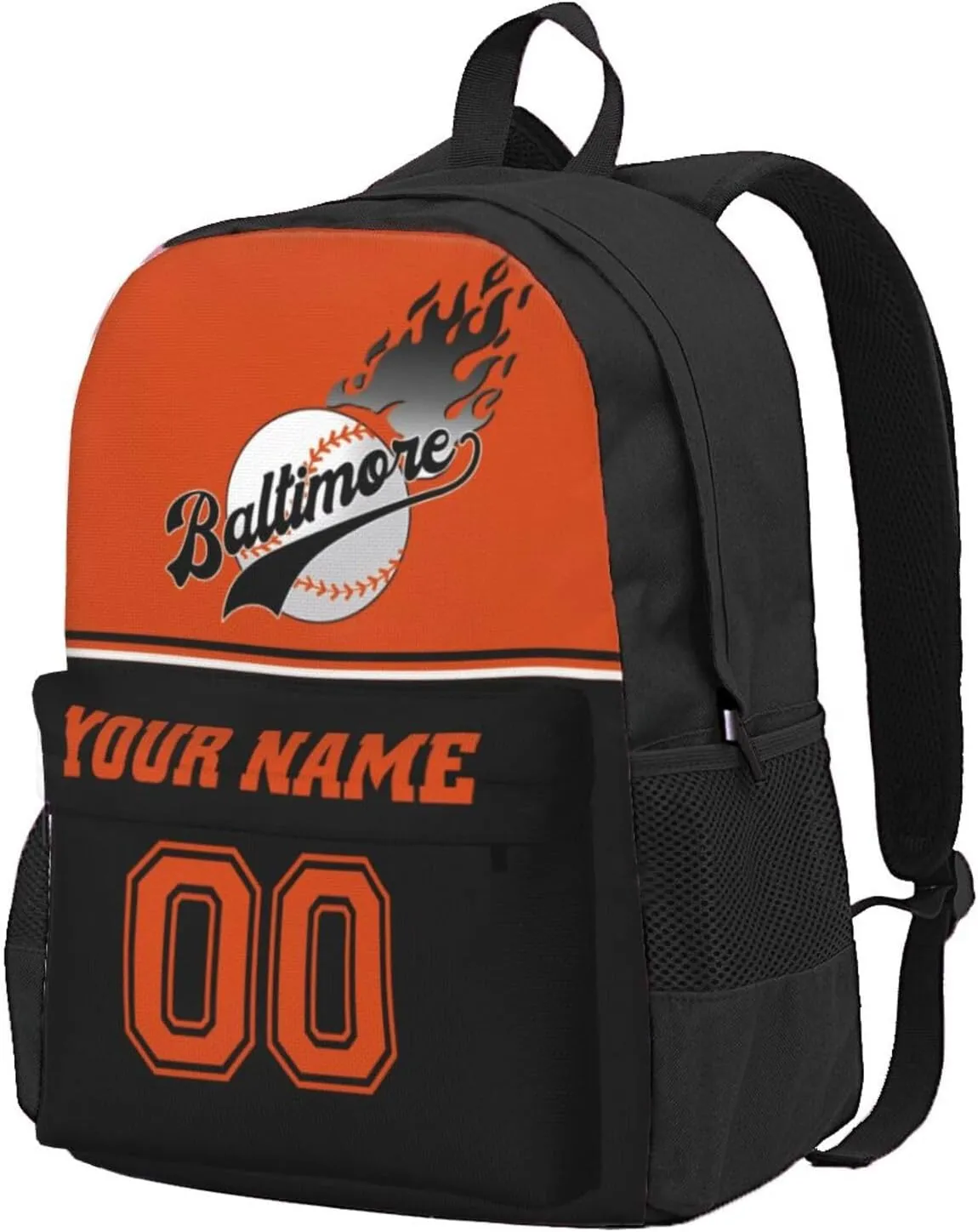 Baltimore Backpack,Custom Baseball Sports Backpack With Name And Number,Personalized High Capacity Casual Laptop Bag Travel Bag Gifts For Fans Men Women