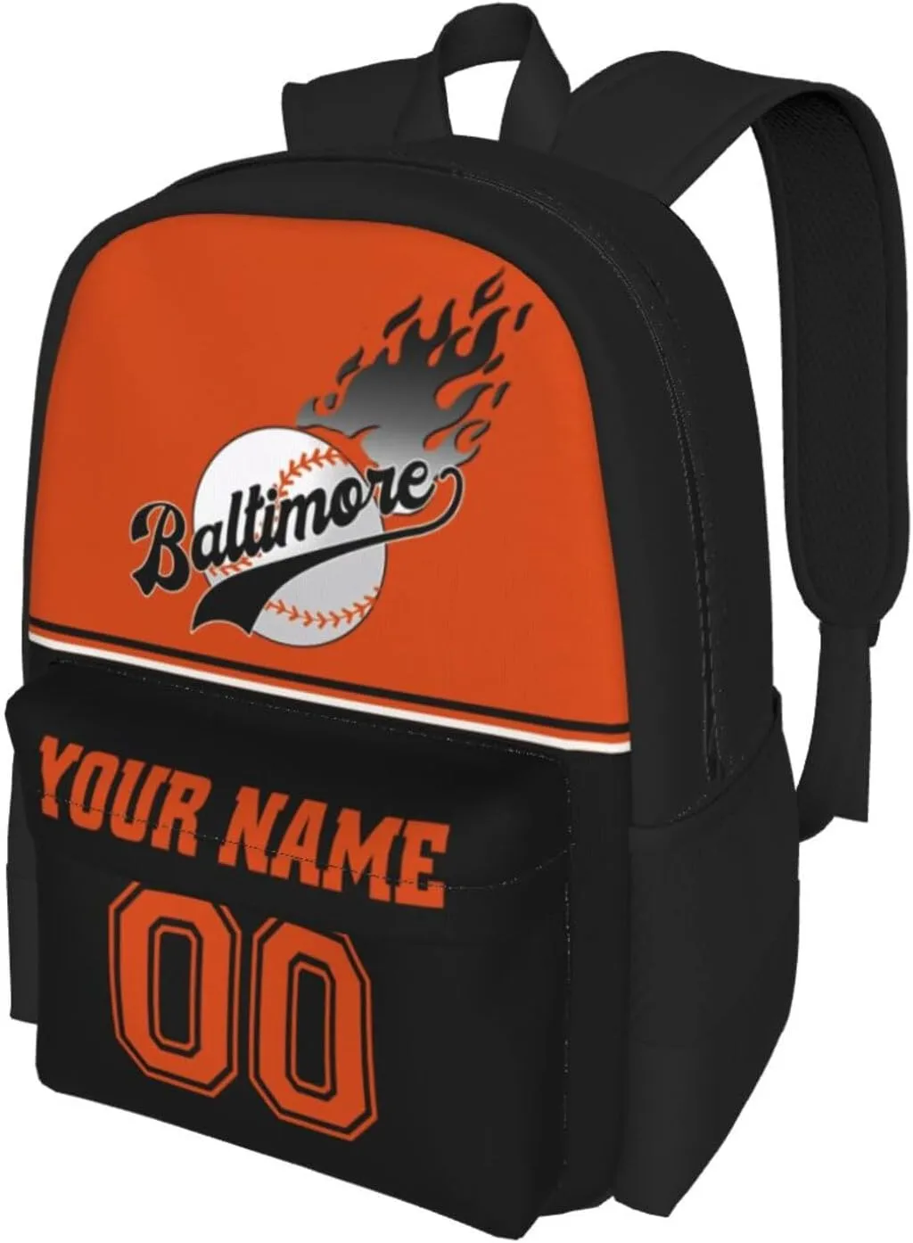 Baltimore Backpack,Custom Baseball Sports Backpack With Name And Number,Personalized High Capacity Casual Laptop Bag Travel Bag Gifts For Fans Men Women