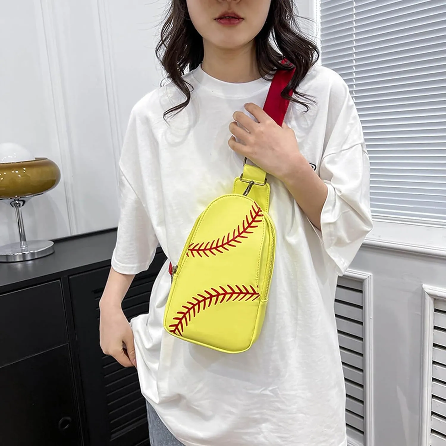 Baseball Crossbody Bag for Women – Softball Sling Bag with Multiple Pockets, Adjustable Strap, Hands-Free Design for Sports