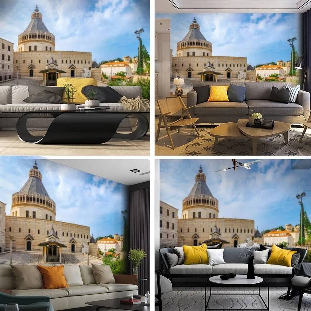 Basilica Annunciation Nazareth Canvas Wallpaper Print Self Adhesive Peel & Stick Wallpaper Wall Mural Wall Decal Sticker Poster Home Decor for Living Room