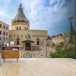 Basilica Annunciation Nazareth Canvas Wallpaper Print Self Adhesive Peel & Stick Wallpaper Wall Mural Wall Decal Sticker Poster Home Decor for Living Room