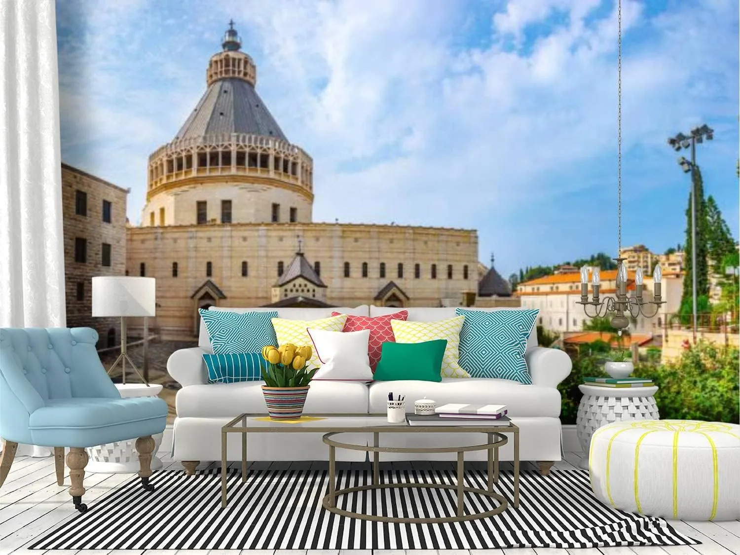 Basilica Annunciation Nazareth Canvas Wallpaper Print Self Adhesive Peel & Stick Wallpaper Wall Mural Wall Decal Sticker Poster Home Decor for Living Room