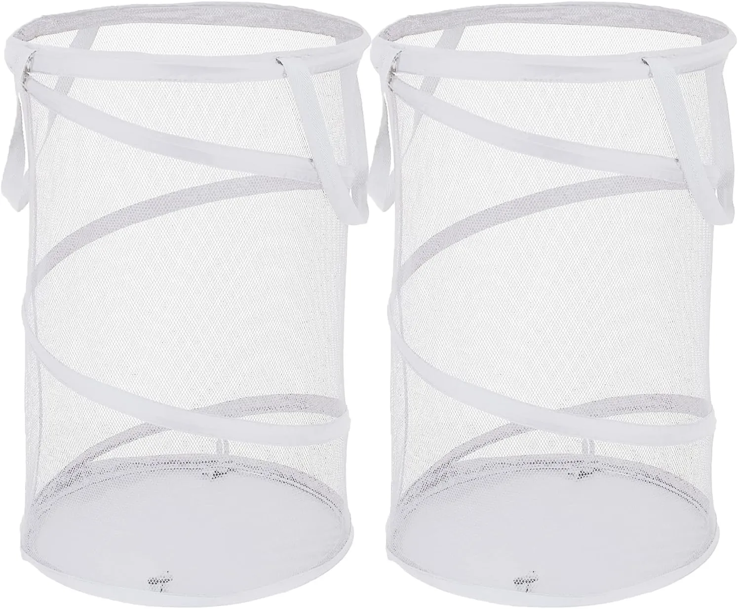 BATTOO 2 Pack White Large Collapsible Laundry Basket Foldable Mesh Pop Up Hamper with Handles for Laundry Room, Bathroom, Kids Room, College Dorm, Travel, Camping, Gift Basket