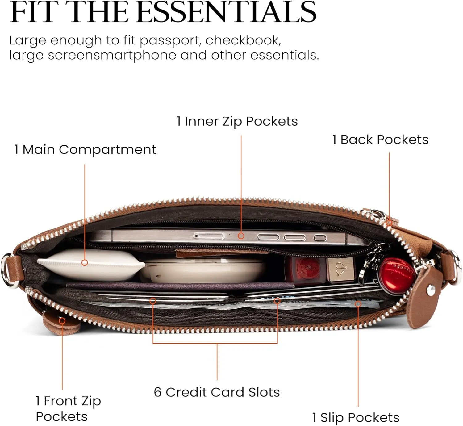 befen Genuine Leather Wristlet Clutch Wallet Purses with RFID Blocking, Small Crossbody Bags Shoulder Handbag for Women
