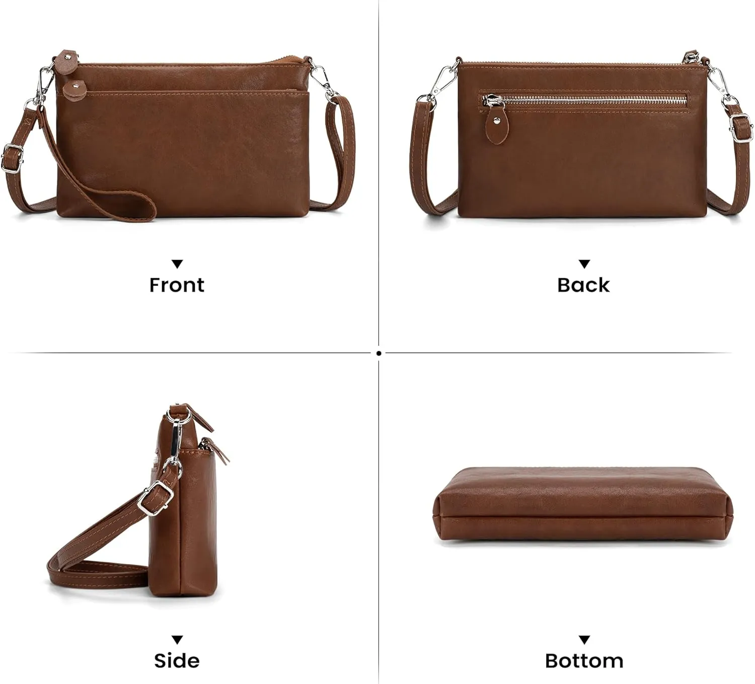 befen Genuine Leather Wristlet Clutch Wallet Purses with RFID Blocking, Small Crossbody Bags Shoulder Handbag for Women