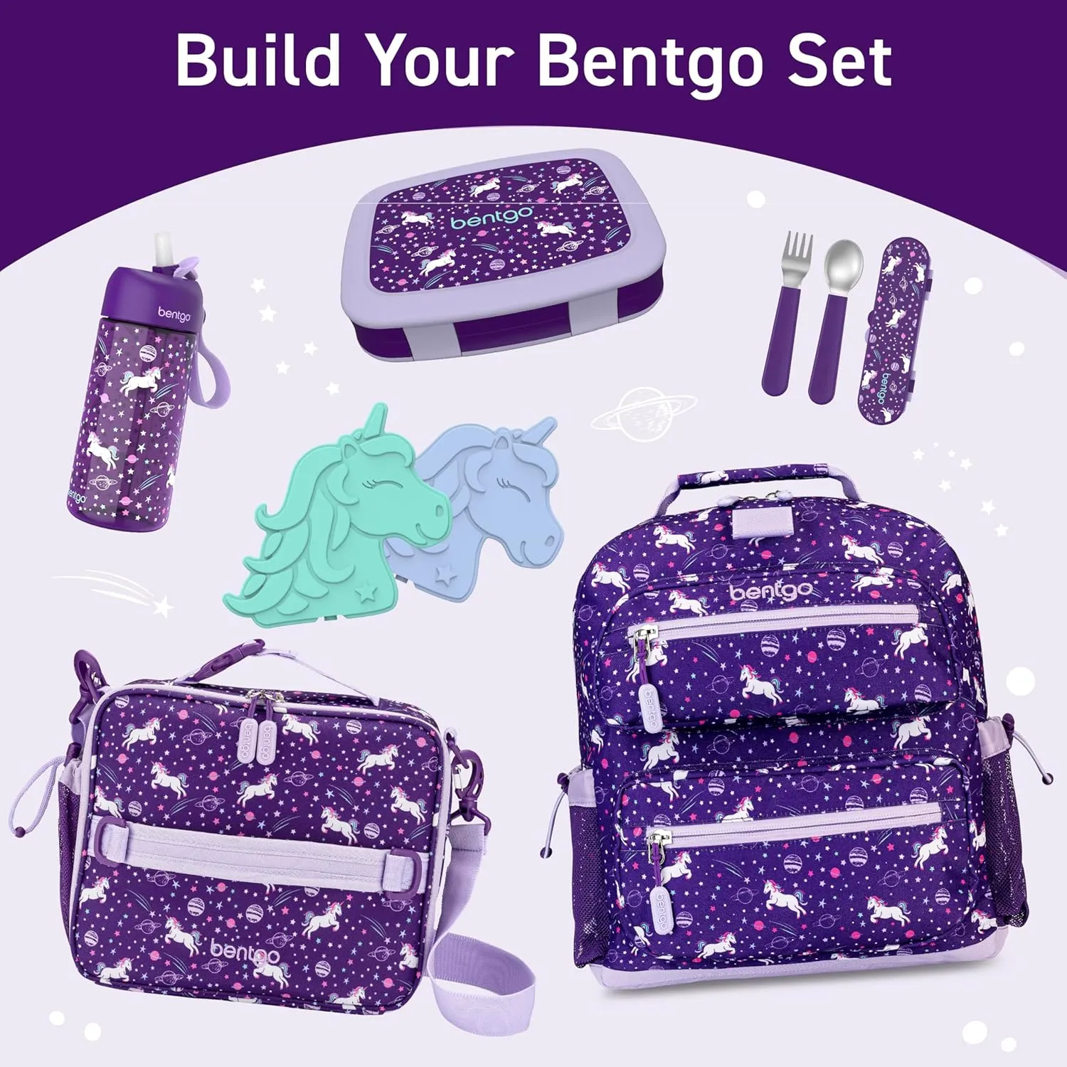 Bentgo Kids Water Bottle - Leak-Proof, Durable Tritan, BPA-Free 15 oz. Cup for Kids/Toddlers Ages 3 , Safe Sip Spout, Carrying Handle, & Dishwasher Safe for School, Sports, Daycare & Camp (Unicorn)