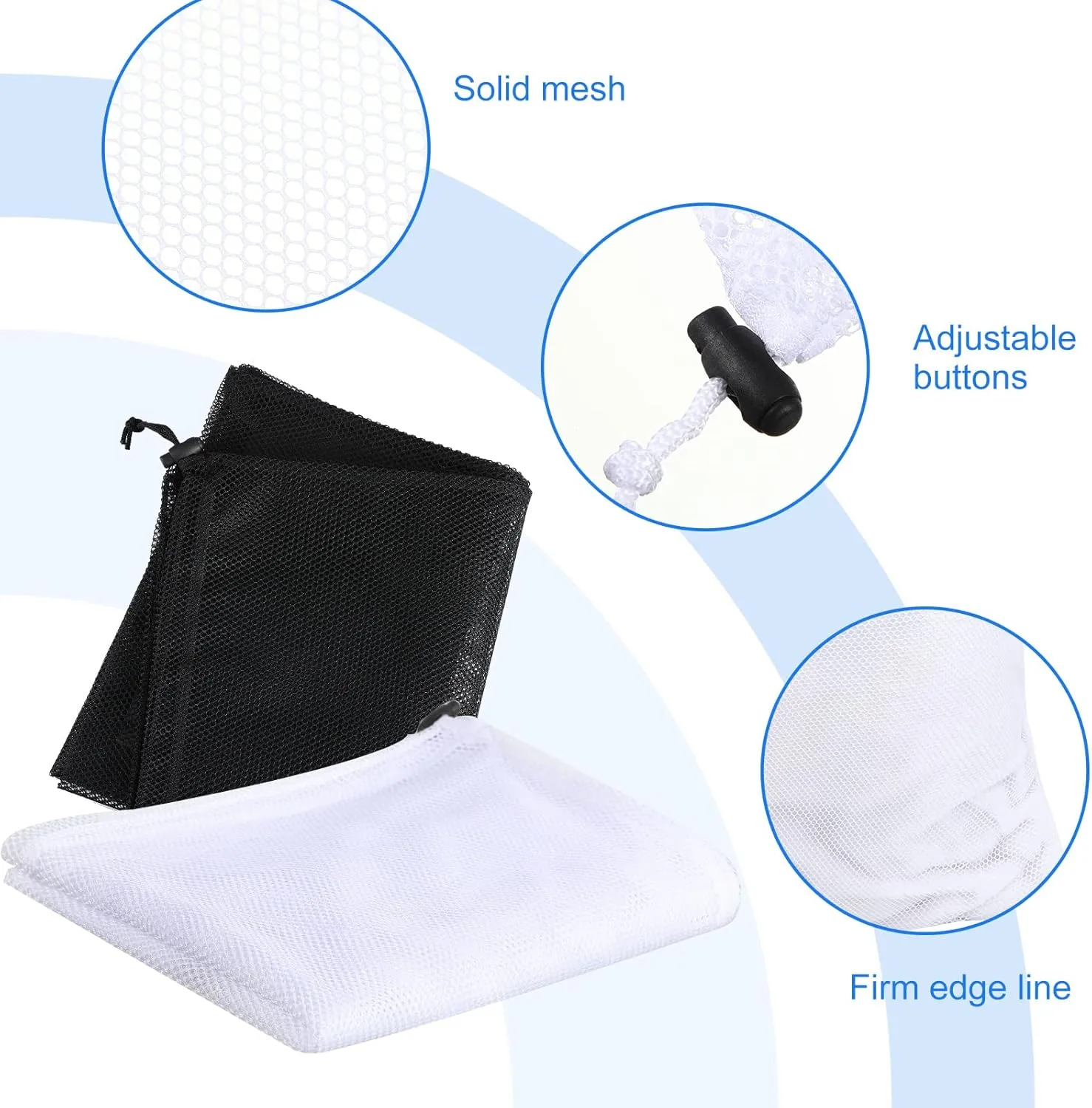 Berlune 30 Pack 24 x 36 Inches Large Mesh Bags for Laundry, Wash bags, Sturdy Mesh Material Closed with Drawstring, Factory, University, Dormitory, Travel and Apartment Dweller (Black, White)