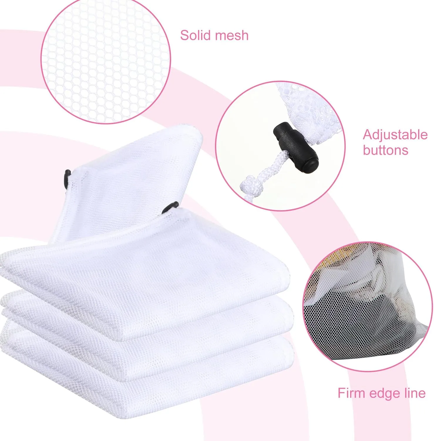 Berlune 30 Pack 24 x 36 Inches Large Mesh Bags for Laundry, Wash bags, Sturdy Mesh Material Closed with Drawstring, Factory, University, Dormitory, Travel and Apartment Dweller (White)