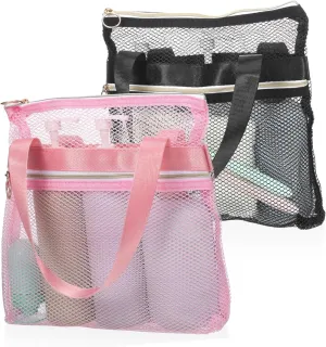 BESPORTBLE 2 Pcs Portable Mesh Shower Toiletries Tote with Zipper for Travel Gym Camping Dorm Beach Capacity Durable Design Quick Drying Ventilated Storage