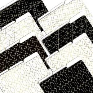 Better Office Products Decorative File Folders, 24 Pack, 8 Designs (4 Black & 4 White) Heavyweight, Letter Size (9.5" x 11.5") with 1/3 Cut Tab, Geometric Gold Foil Designs, Fashion Folders
