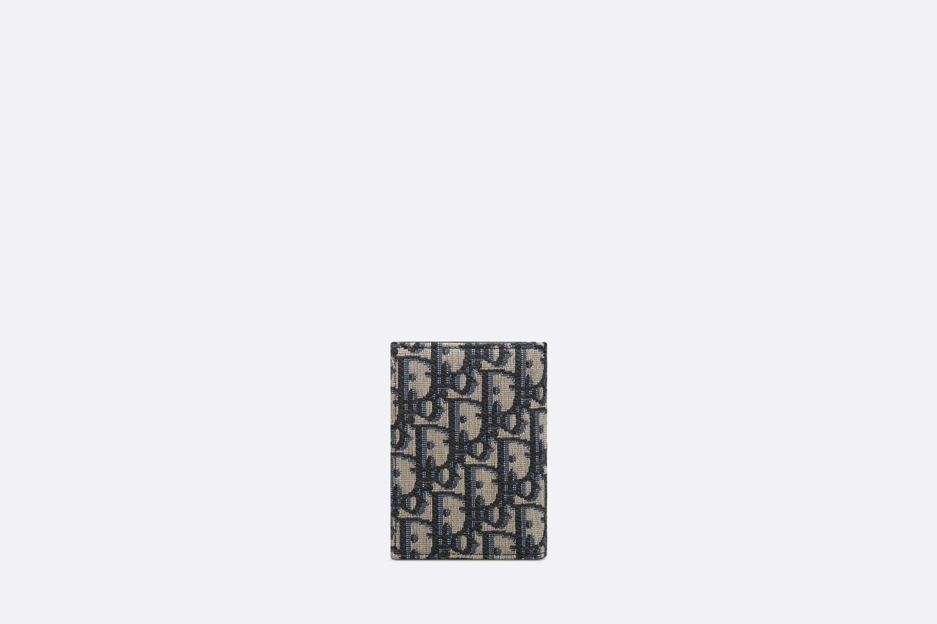 Bi-Fold Card Holder • Beige and Black Dior Oblique Jacquard