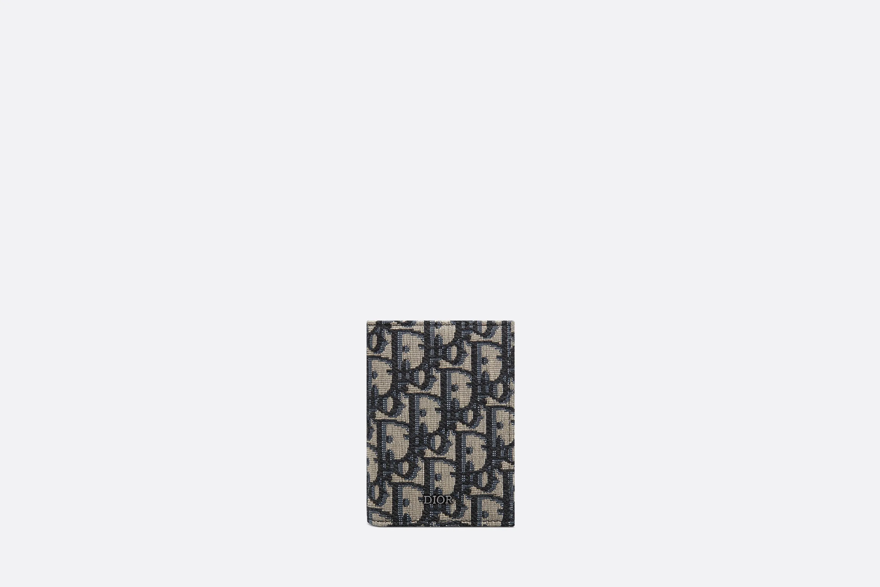 Bi-Fold Card Holder • Beige and Black Dior Oblique Jacquard