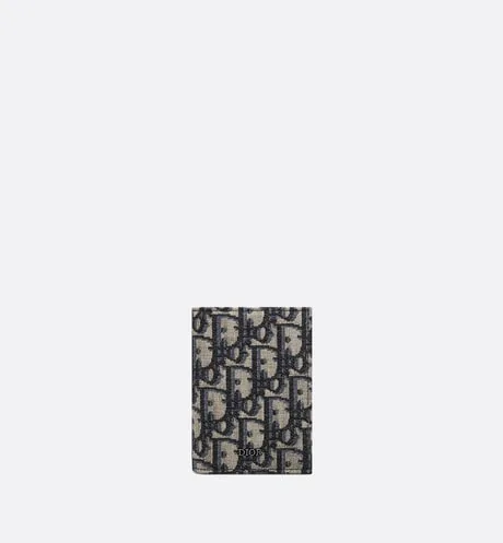 Bi-Fold Card Holder • Beige and Black Dior Oblique Jacquard