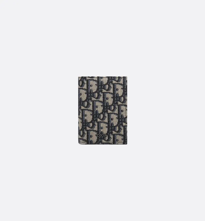 Bi-Fold Card Holder • Beige and Black Dior Oblique Jacquard