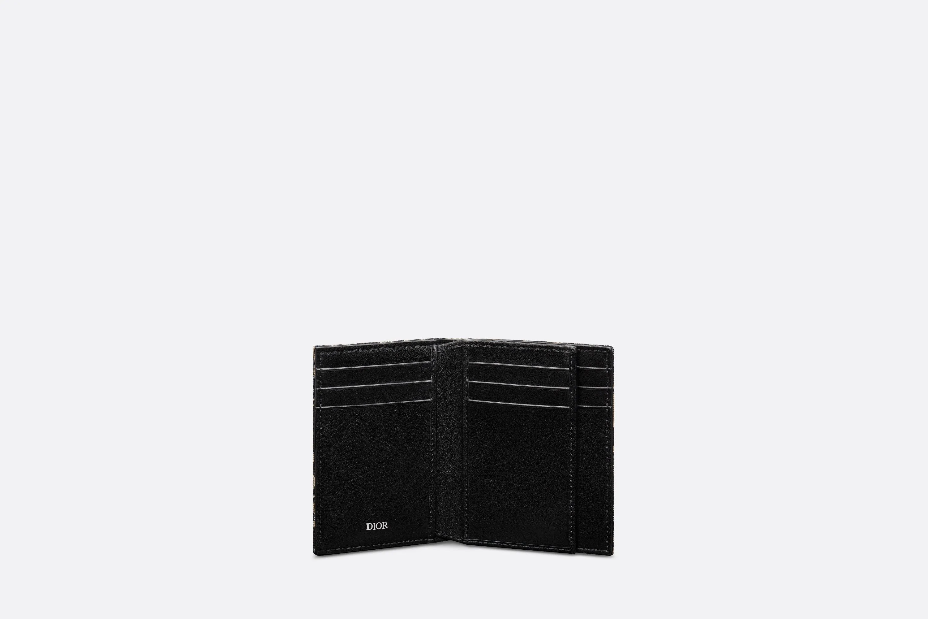 Bi-Fold Card Holder • Beige and Black Dior Oblique Jacquard
