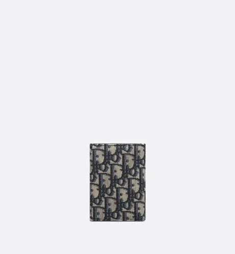 Bi-Fold Card Holder • Beige and Black Dior Oblique Jacquard