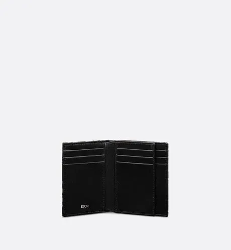 Bi-Fold Card Holder • Beige and Black Dior Oblique Jacquard