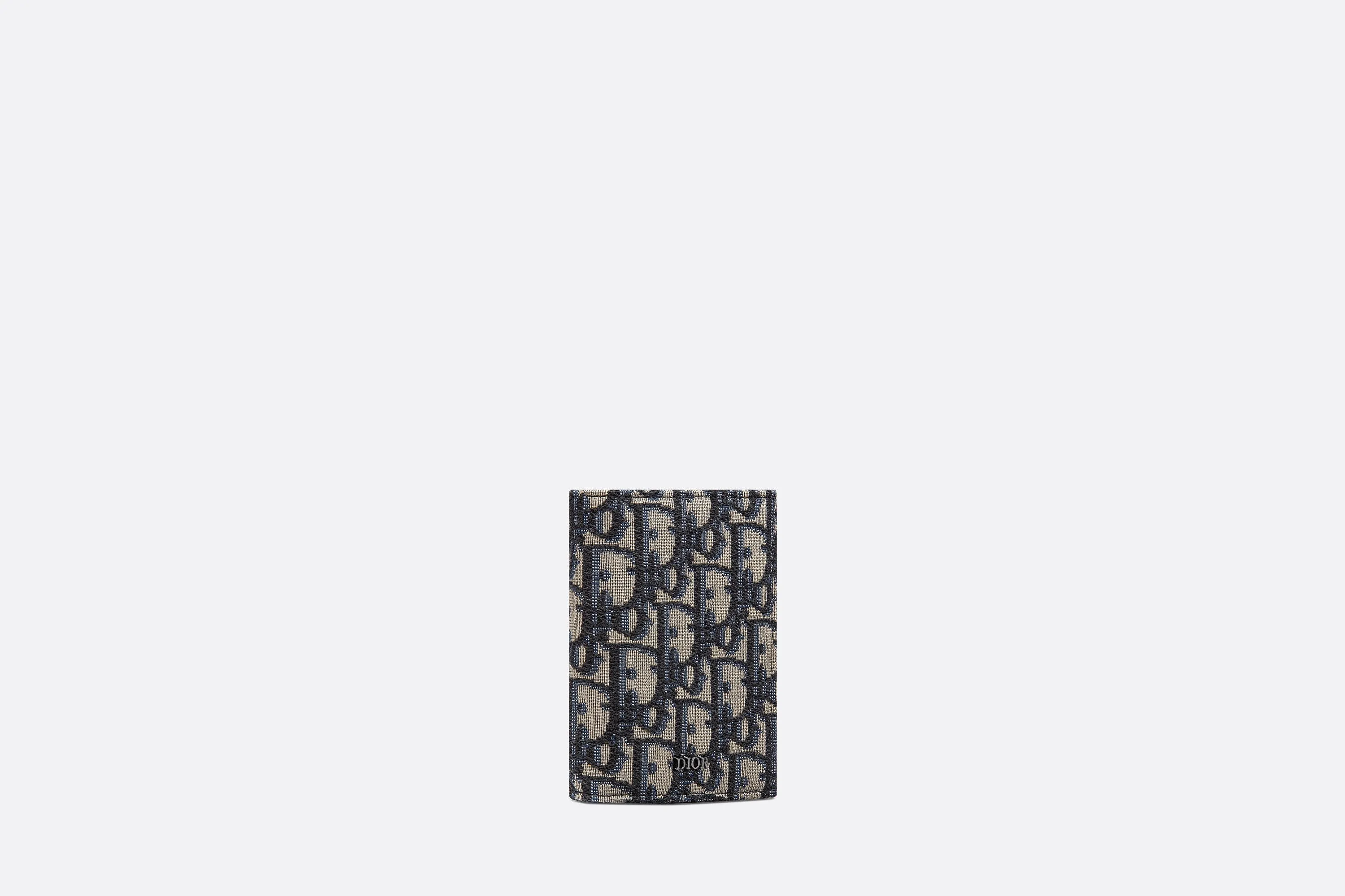 Bi-Fold Card Holder • Beige and Black Dior Oblique Jacquard