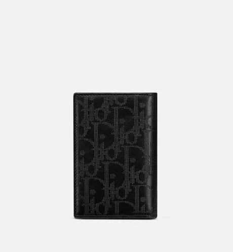 Bi-fold Card Holder • Black Dior Oblique Galaxy Leather