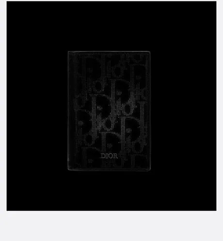 Bi-fold Card Holder • Black Dior Oblique Galaxy Leather