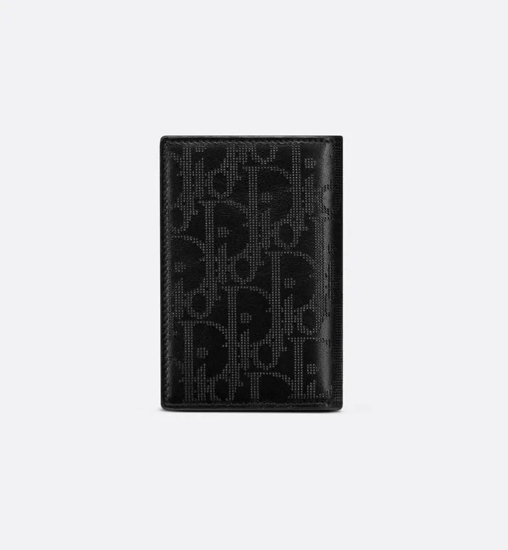 Bi-fold Card Holder • Black Dior Oblique Galaxy Leather