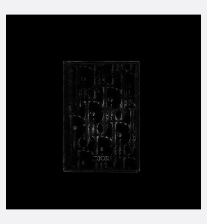 Bi-fold Card Holder • Black Dior Oblique Galaxy Leather
