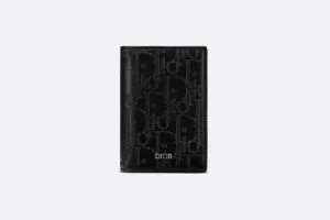 Bi-fold Card Holder • Black Dior Oblique Galaxy Leather