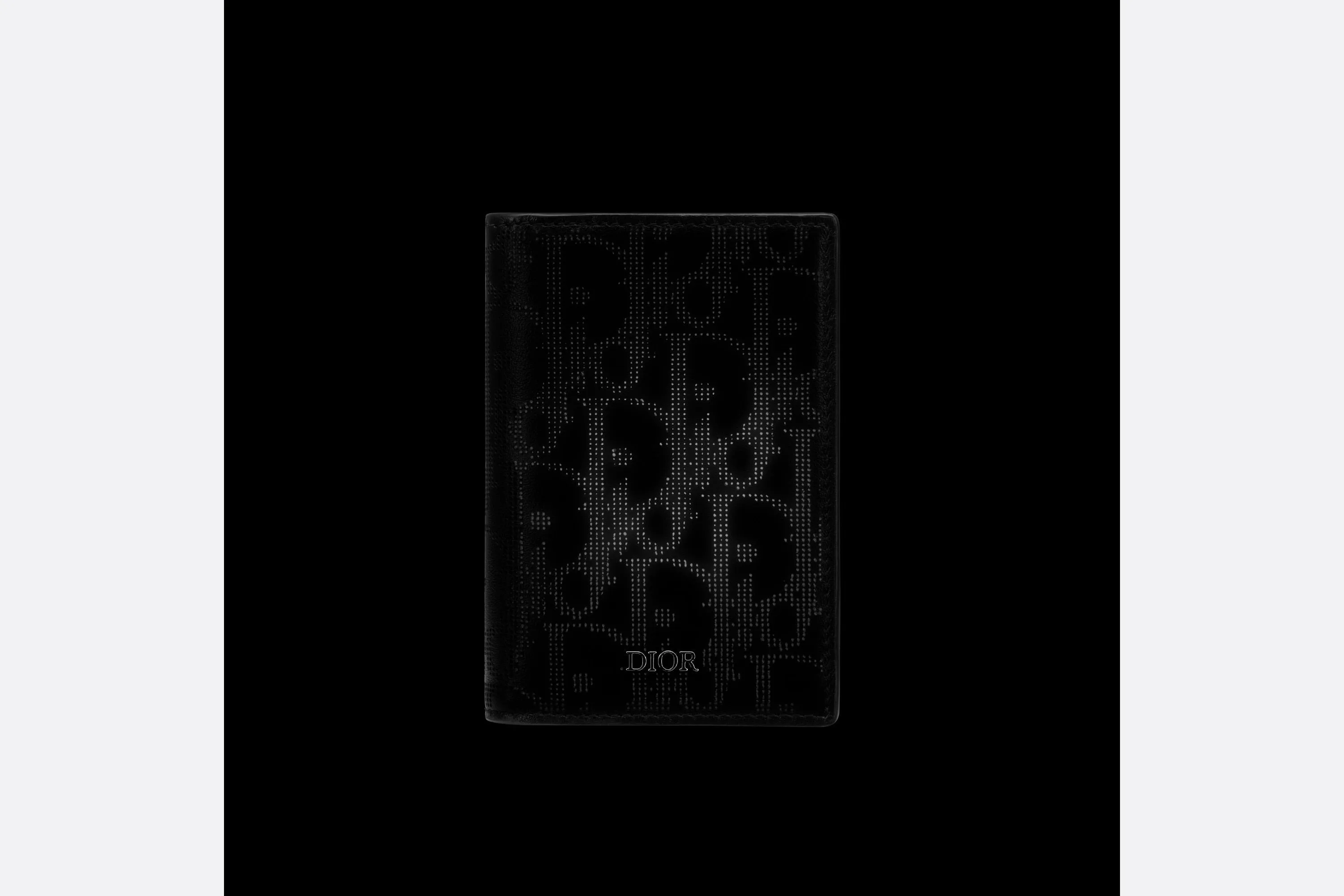 Bi-fold Card Holder • Black Dior Oblique Galaxy Leather