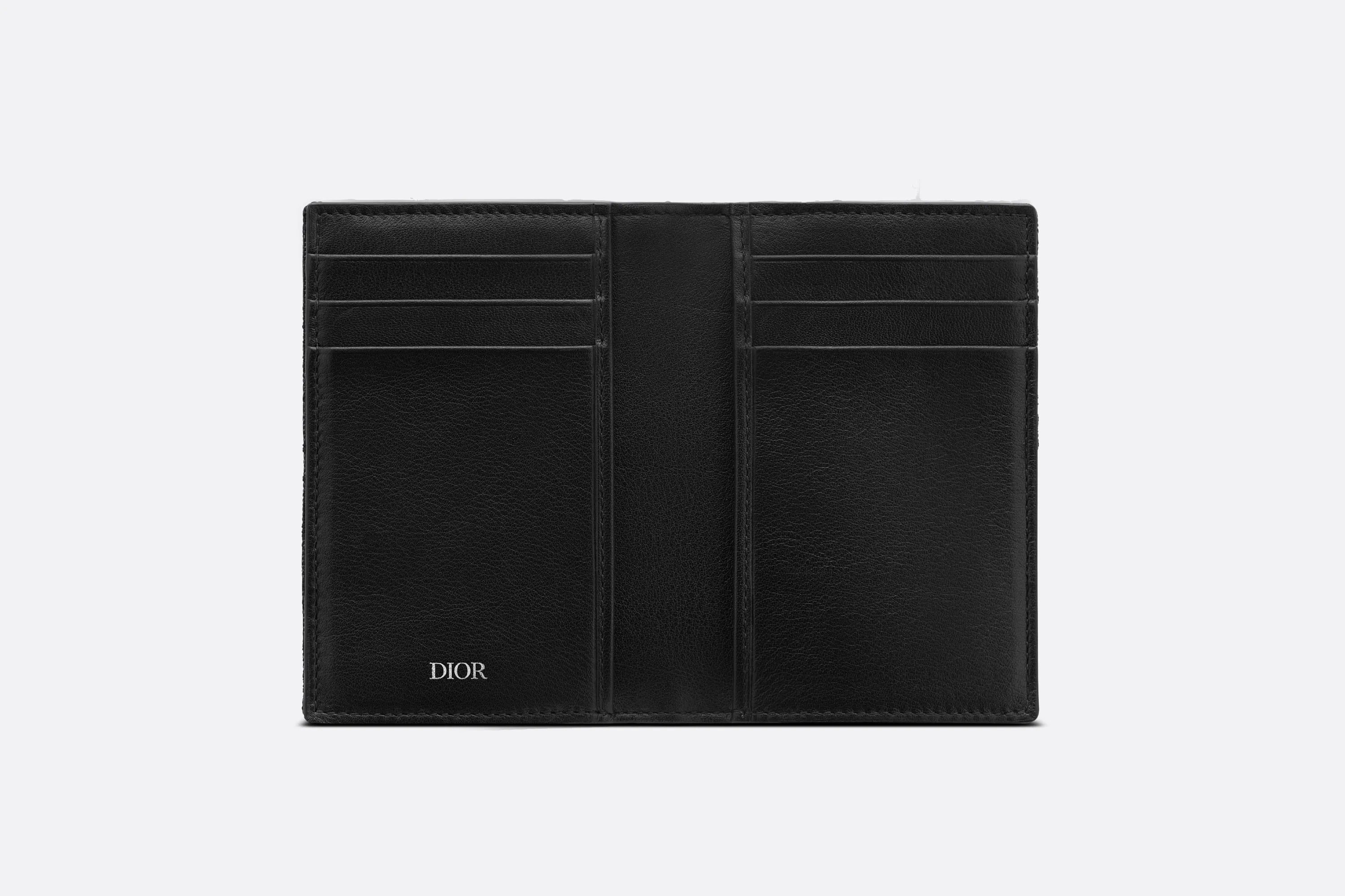 Bi-fold Card Holder • Black Dior Oblique Galaxy Leather
