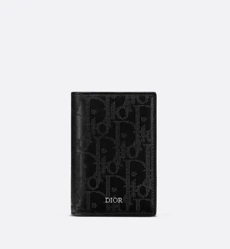 Bi-fold Card Holder • Black Dior Oblique Galaxy Leather