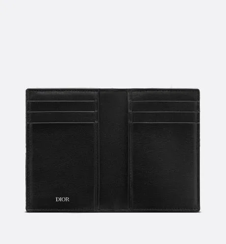 Bi-fold Card Holder • Black Dior Oblique Galaxy Leather