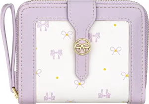 BIAOTIE Bow Women's Wallet Cute Bifold Zipper Around Wallet for Women RFID Credit Card Holder Purse for Ladies Aesthetic Leather Card Holder Purse