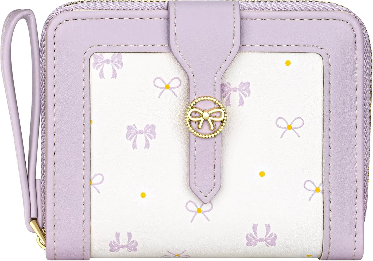 BIAOTIE Bow Women's Wallet Cute Bifold Zipper Around Wallet for Women RFID Credit Card Holder Purse for Ladies Aesthetic Leather Card Holder Purse