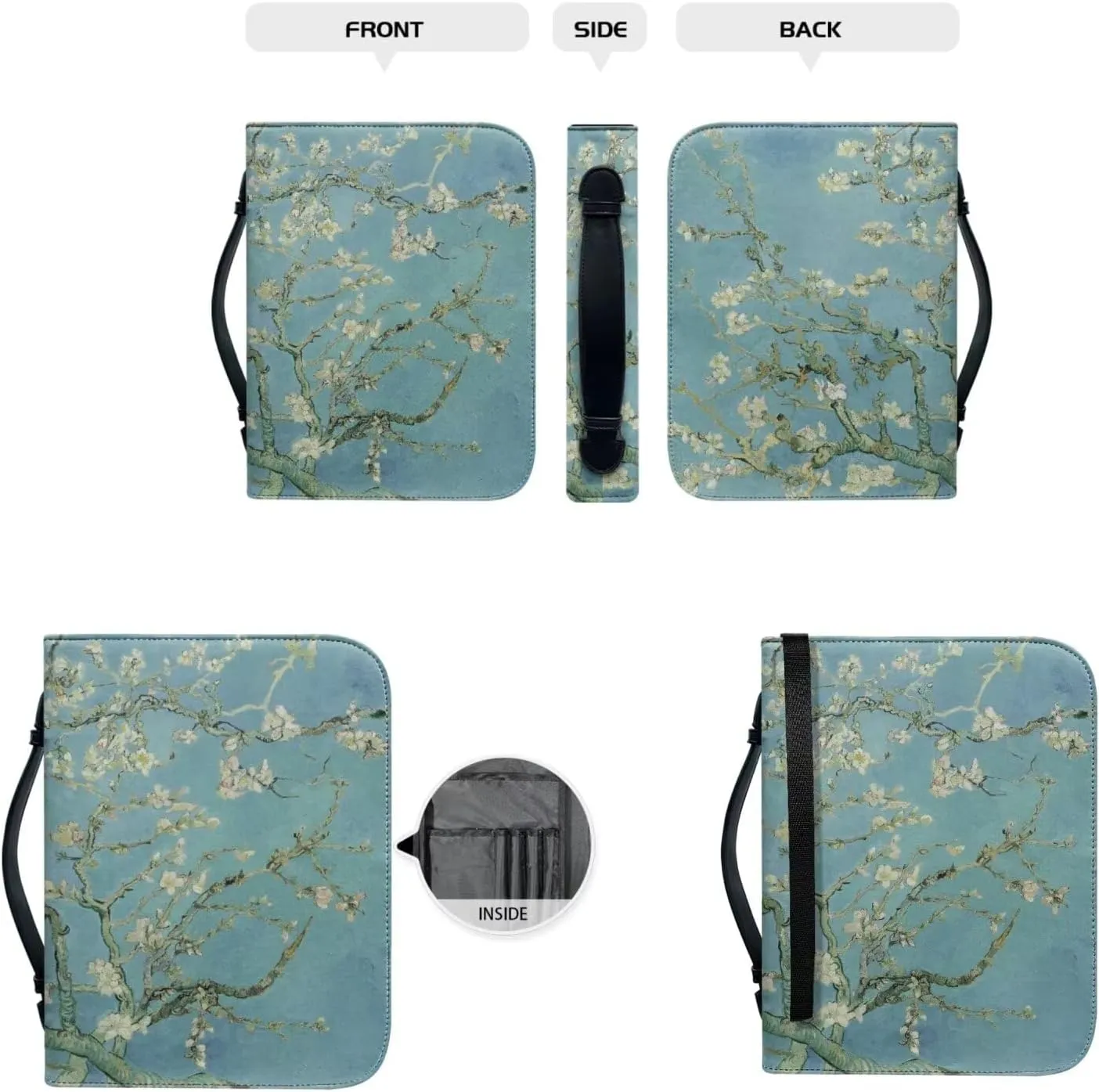 Bible Case for Women Bible Cover Christian Print PU Bible Bag with Bookmark Bible Carrying Case Bible Cover Case