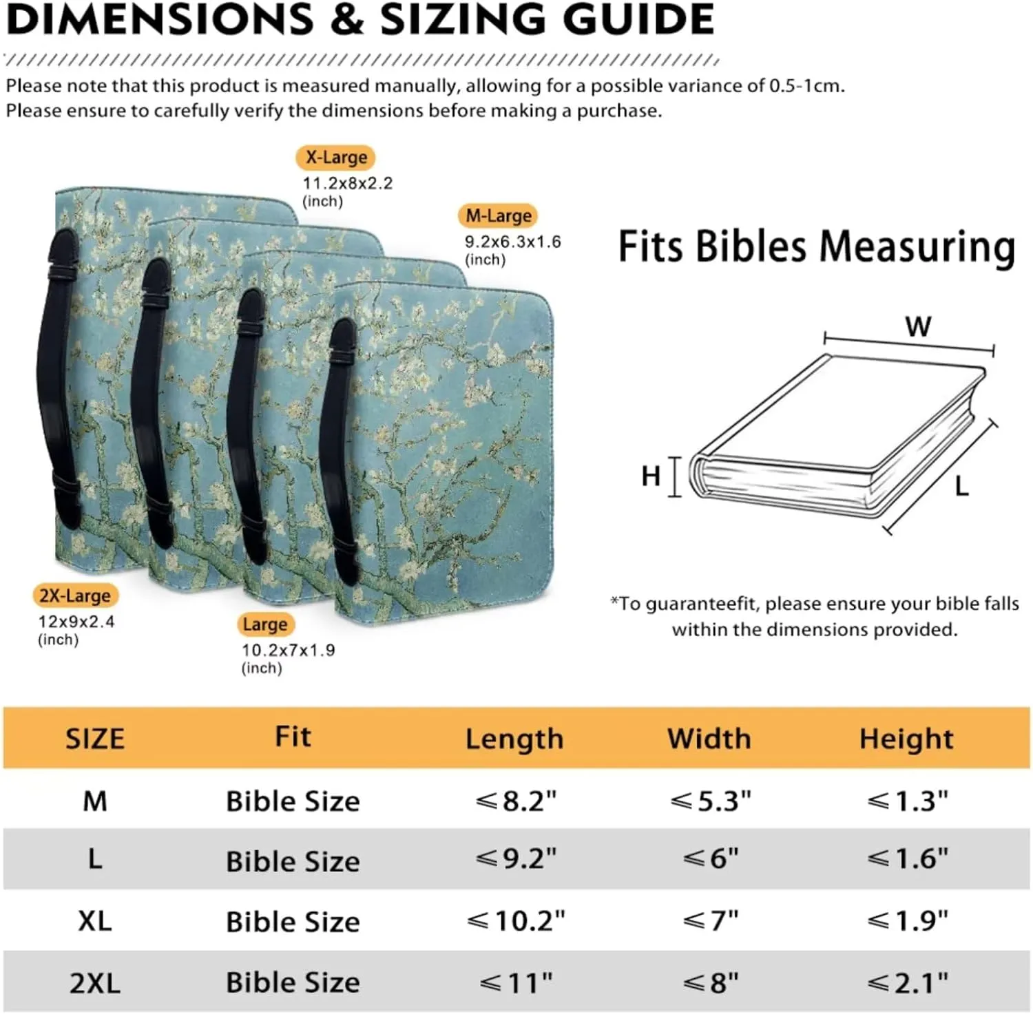 Bible Case for Women Bible Cover Christian Print PU Bible Bag with Bookmark Bible Carrying Case Bible Cover Case