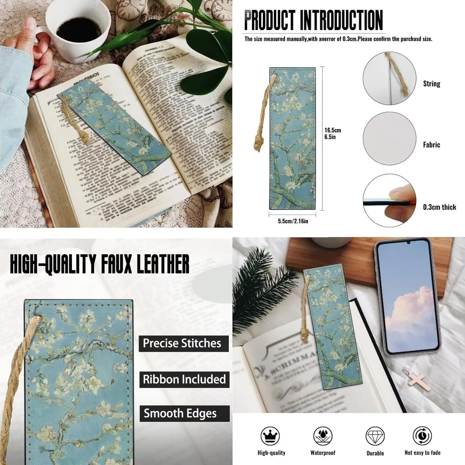 Bible Case for Women Bible Cover Christian Print PU Bible Bag with Bookmark Bible Carrying Case Bible Cover Case