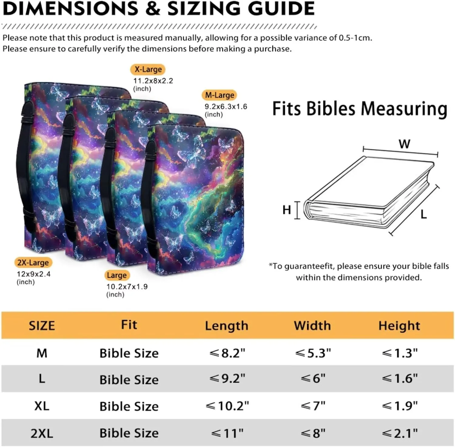Bible Case for Women Bible Cover Christian Print PU Bible Bag with Bookmark Bible Carrying Case Bible Cover Case