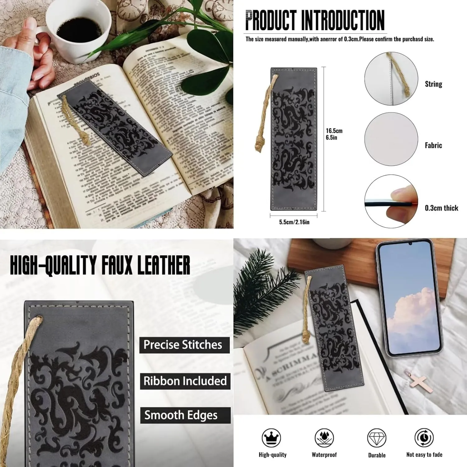 Bible Case for Women Bible Cover Christian Print PU Bible Bag with Bookmark Bible Carrying Case Bible Cover Case