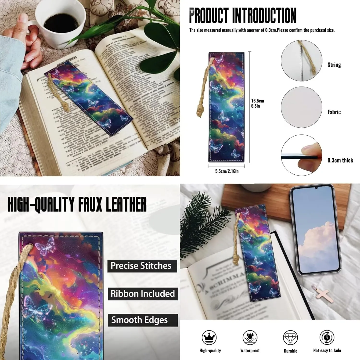 Bible Case for Women Bible Cover Christian Print PU Bible Bag with Bookmark Bible Carrying Case Bible Cover Case