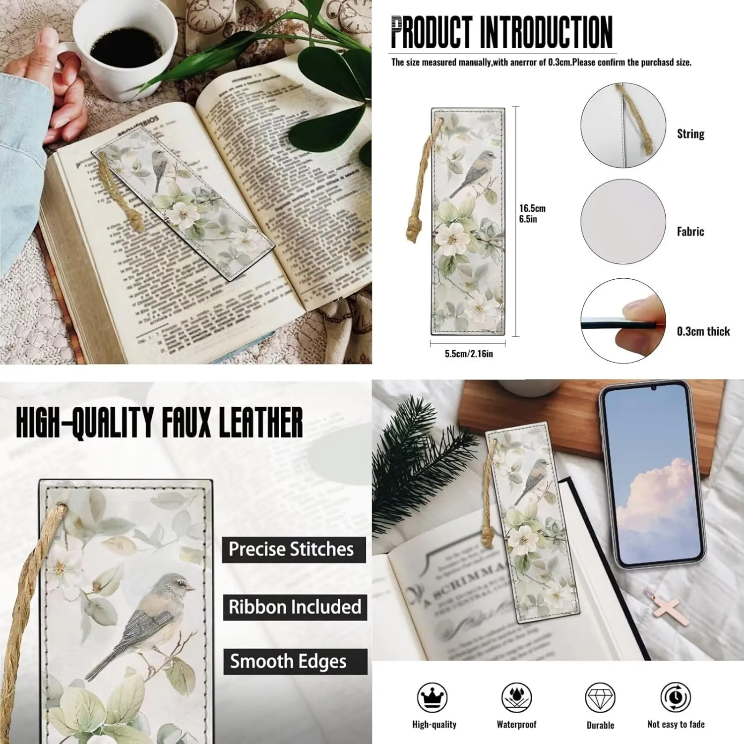 Bible Case for Women Bible Cover Christian Print PU Bible Bag with Bookmark Bible Carrying Case Bible Cover Case