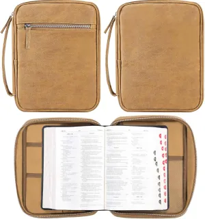 Bible Cover - Bible Case with Durable Handle, Men's Carrying Book Case Church Bag Bible, Fits Bibles up to 8.5" x 6.5", Protective with Zippered Pocket, Ideal for Father's Gift, Christian Gift