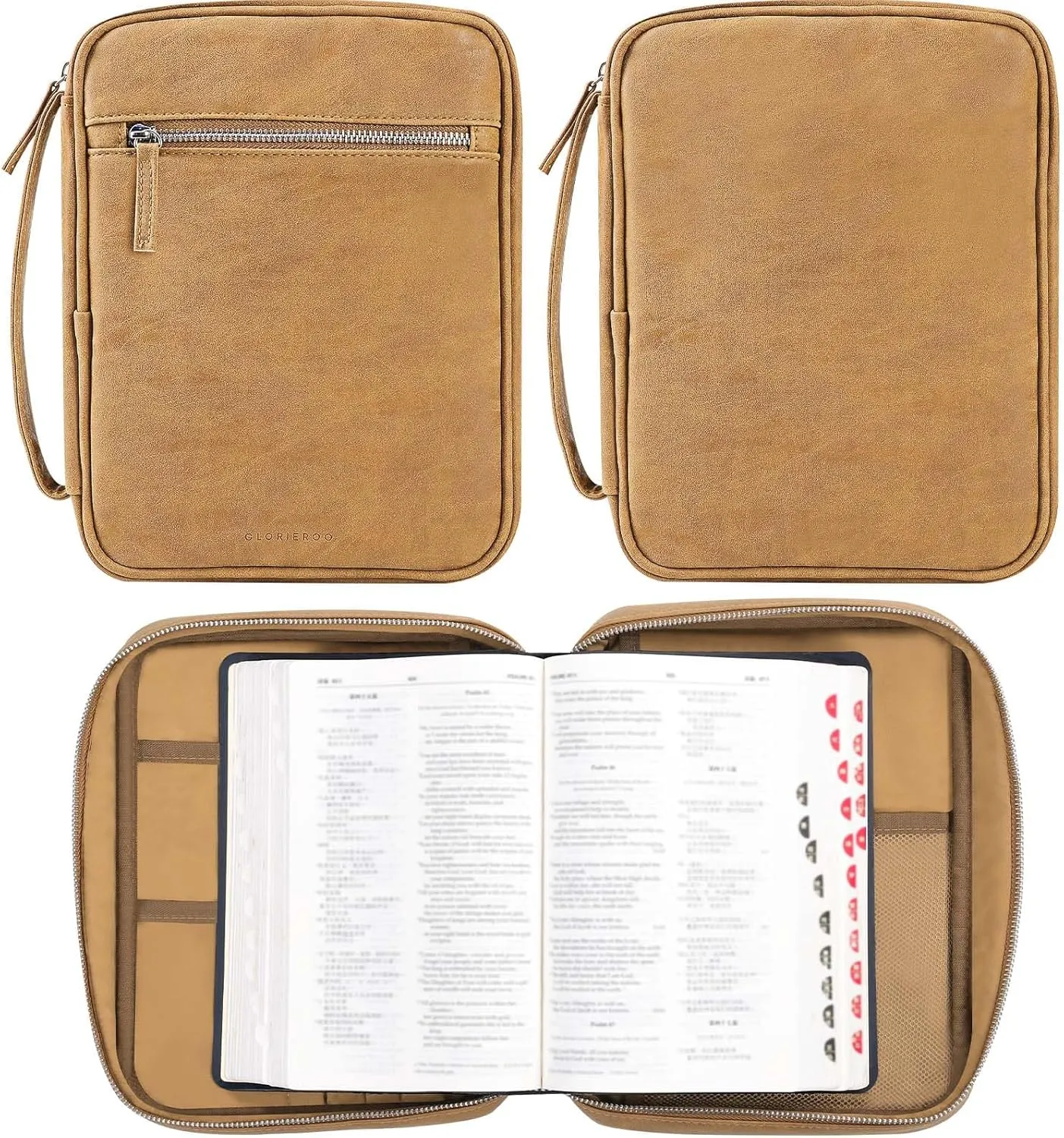 Bible Cover - Bible Case with Durable Handle, Men's Carrying Book Case Church Bag Bible, Fits Bibles up to 8.5" x 6.5", Protective with Zippered Pocket, Ideal for Father's Gift, Christian Gift