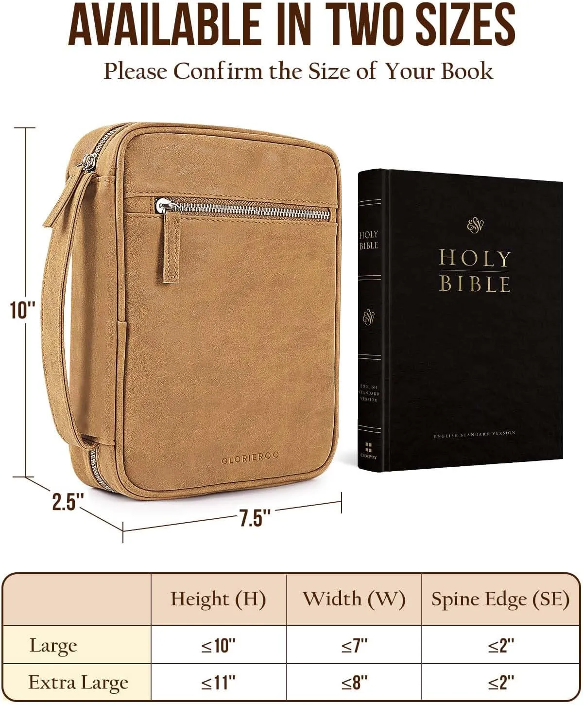Bible Cover - Bible Case with Durable Handle, Men's Carrying Book Case Church Bag Bible, Fits Bibles up to 8.5" x 6.5", Protective with Zippered Pocket, Ideal for Father's Gift, Christian Gift