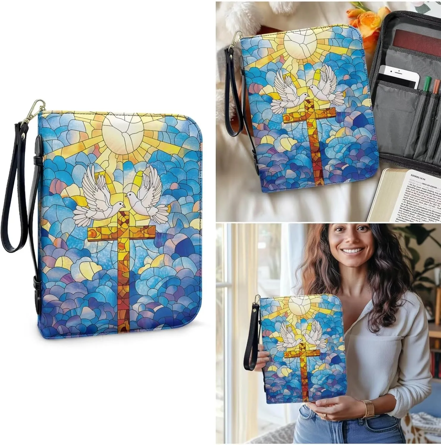 Bible Cover Case for Women Bible Bag With Bookmarks for Men Church Book Handbag for Girls Boys Study